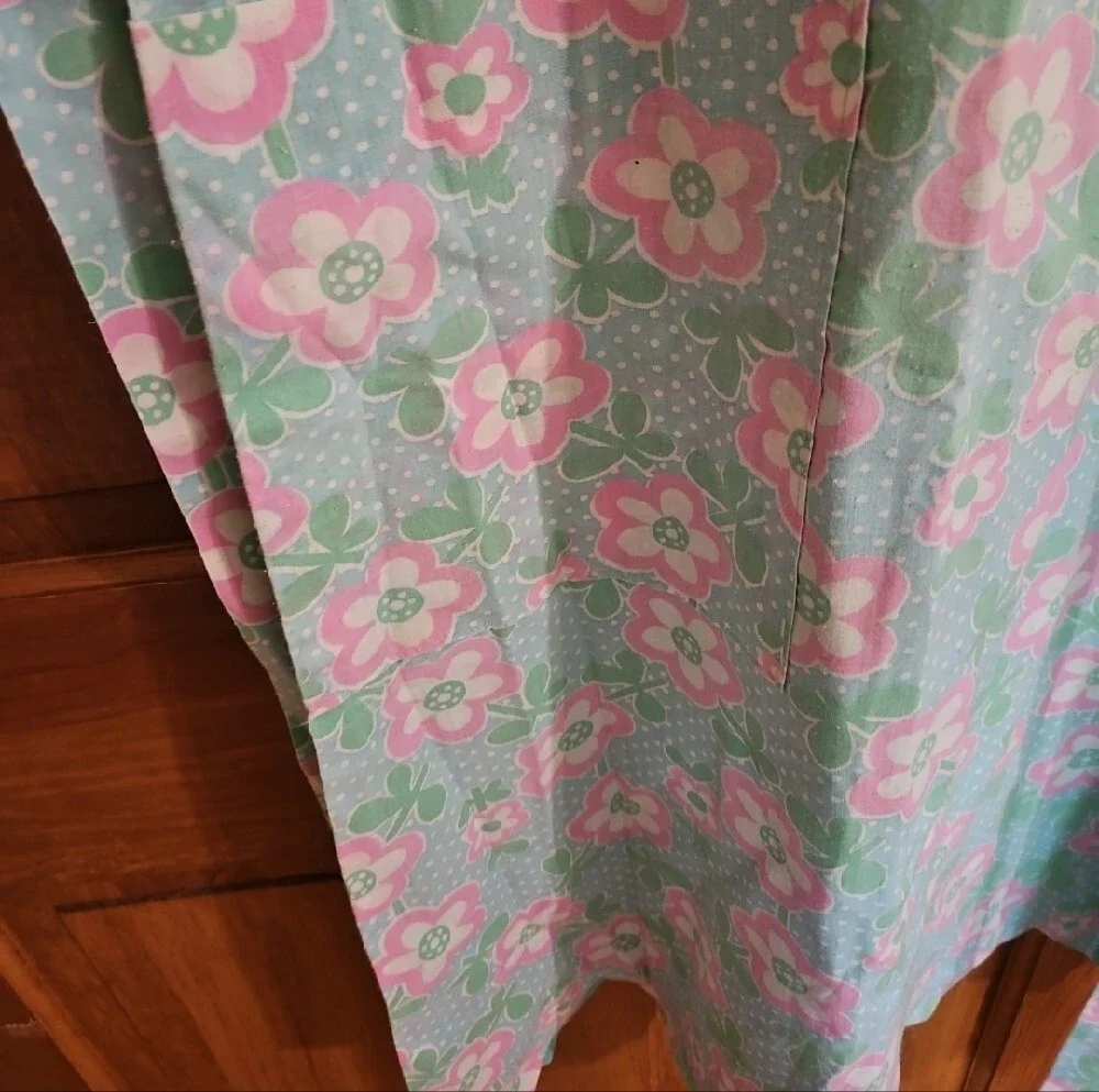 Vintage Grandma Apron Teal And Pink